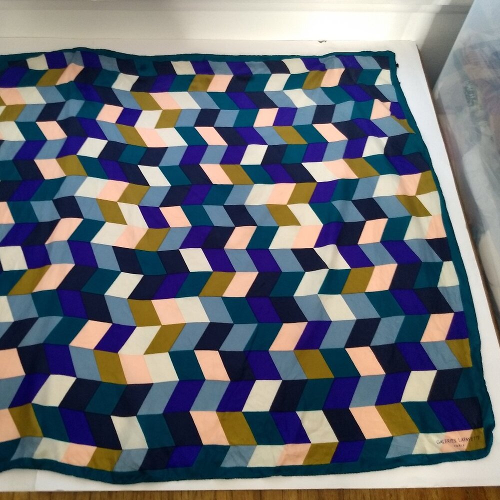 Galeries Lafayette Paris Cubic Geometric Square Scarf Colorful Designer Luxury